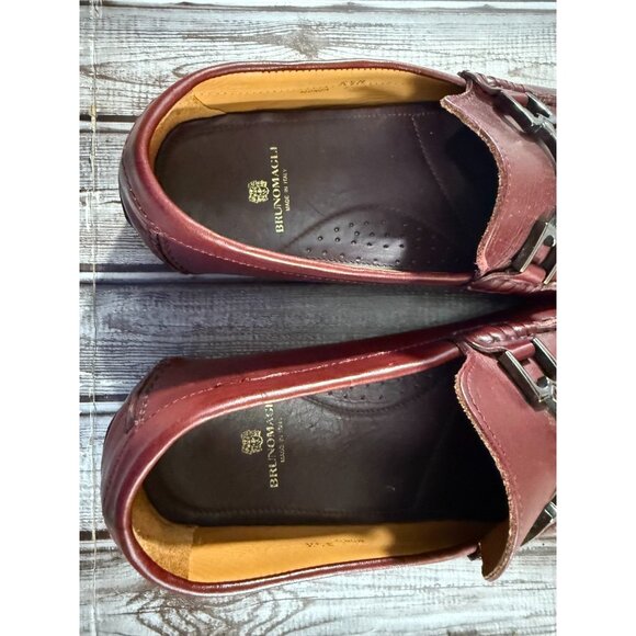 Bruno Magli Monza Leather Slip On Drivers shoes Sz 8.5 Medium color burgundy New - Picture 6 of 7